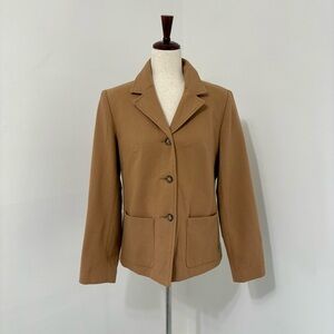 Vintage White Stag 100% Wool Tan Button Up Pea Coat Sz 8